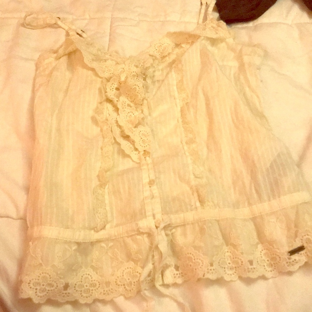 Tank white lace bottom shirt